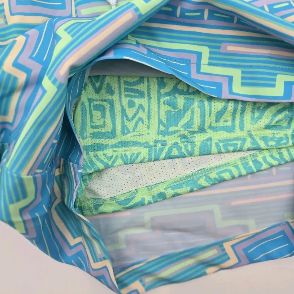 Chubbies Swim Trunks Mens Large 5.5 Inch Blue Aztec Shorts Boxer Liner